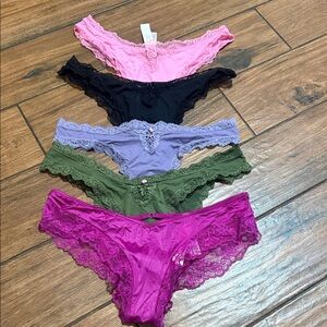 Victoria's Secret Lace Panty Collection - Pink, Black, Purple, Green